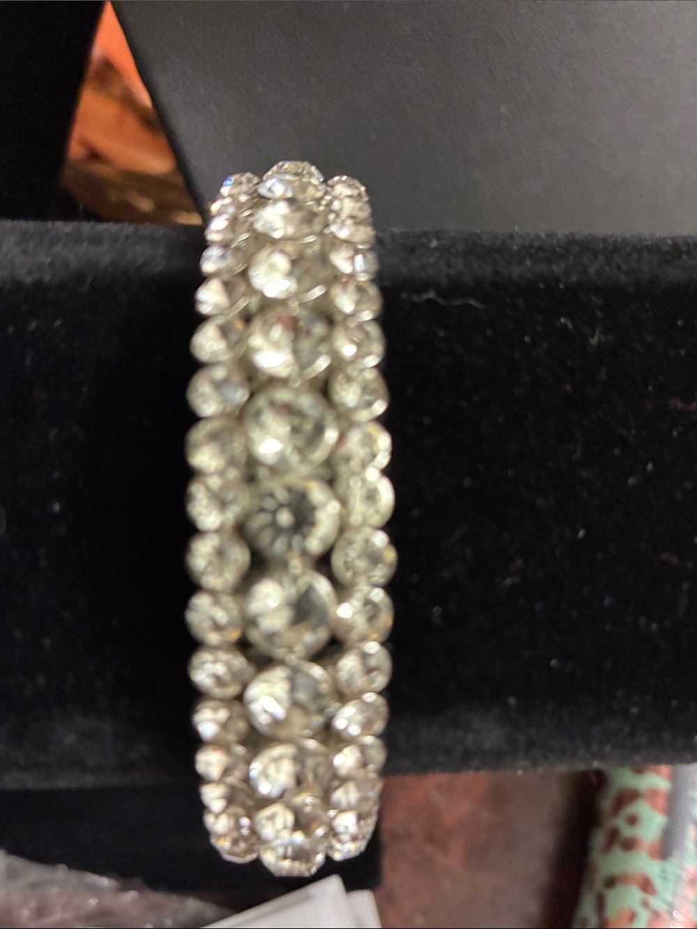 Crystal Cluster Silver-Tone Stretch Bracelet